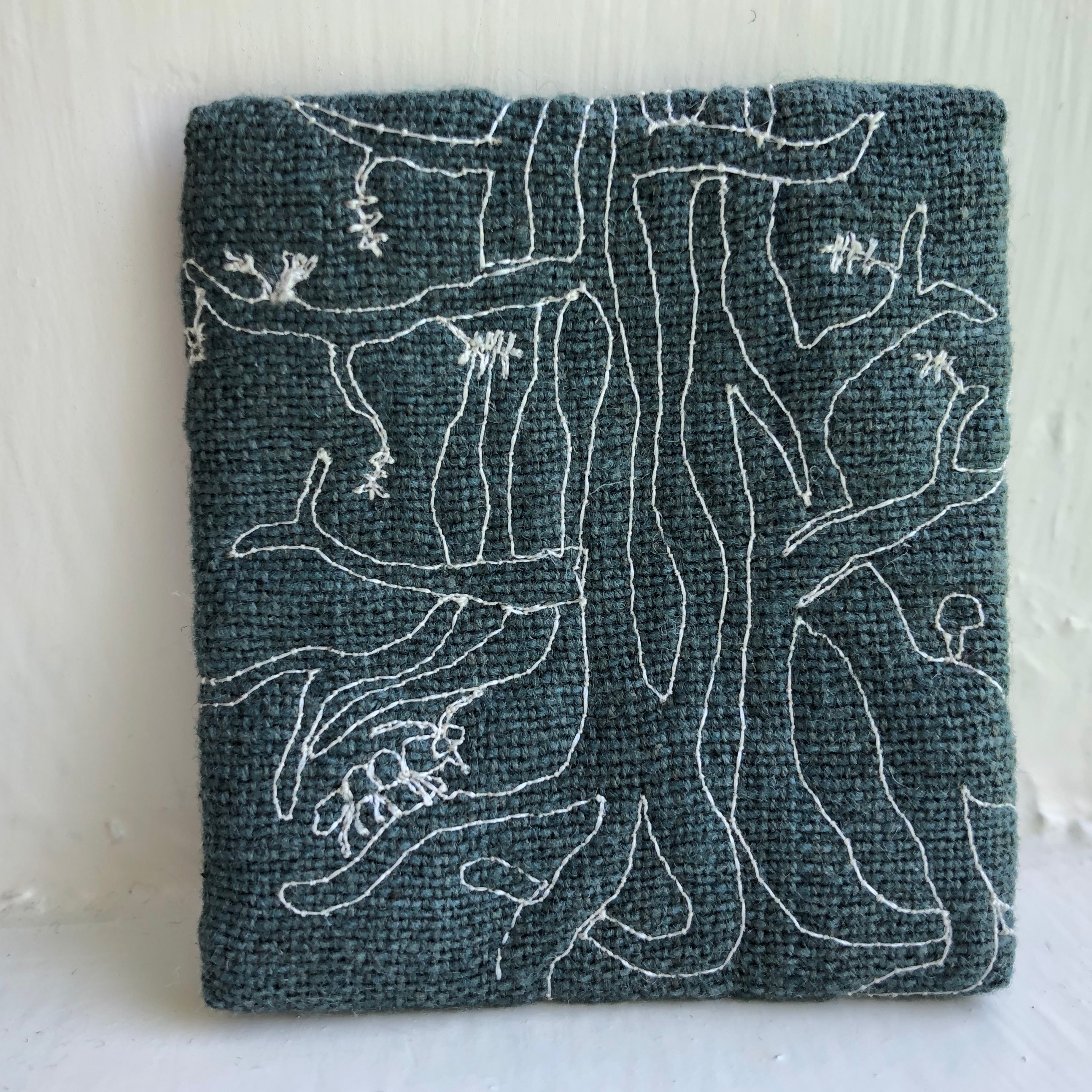 dawn redwood quilted on grey, brooch size