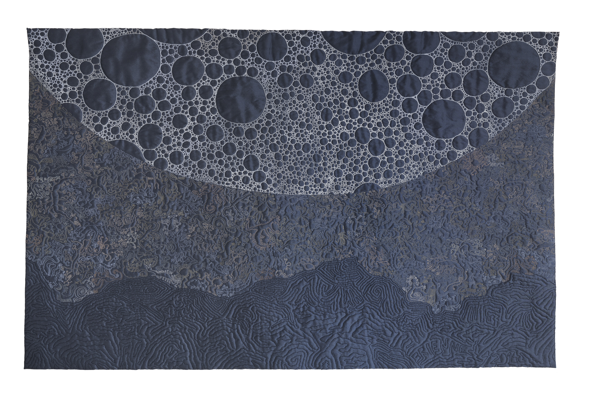 moonrise study, 40x25 machine quilted wall hanging by brienne brown