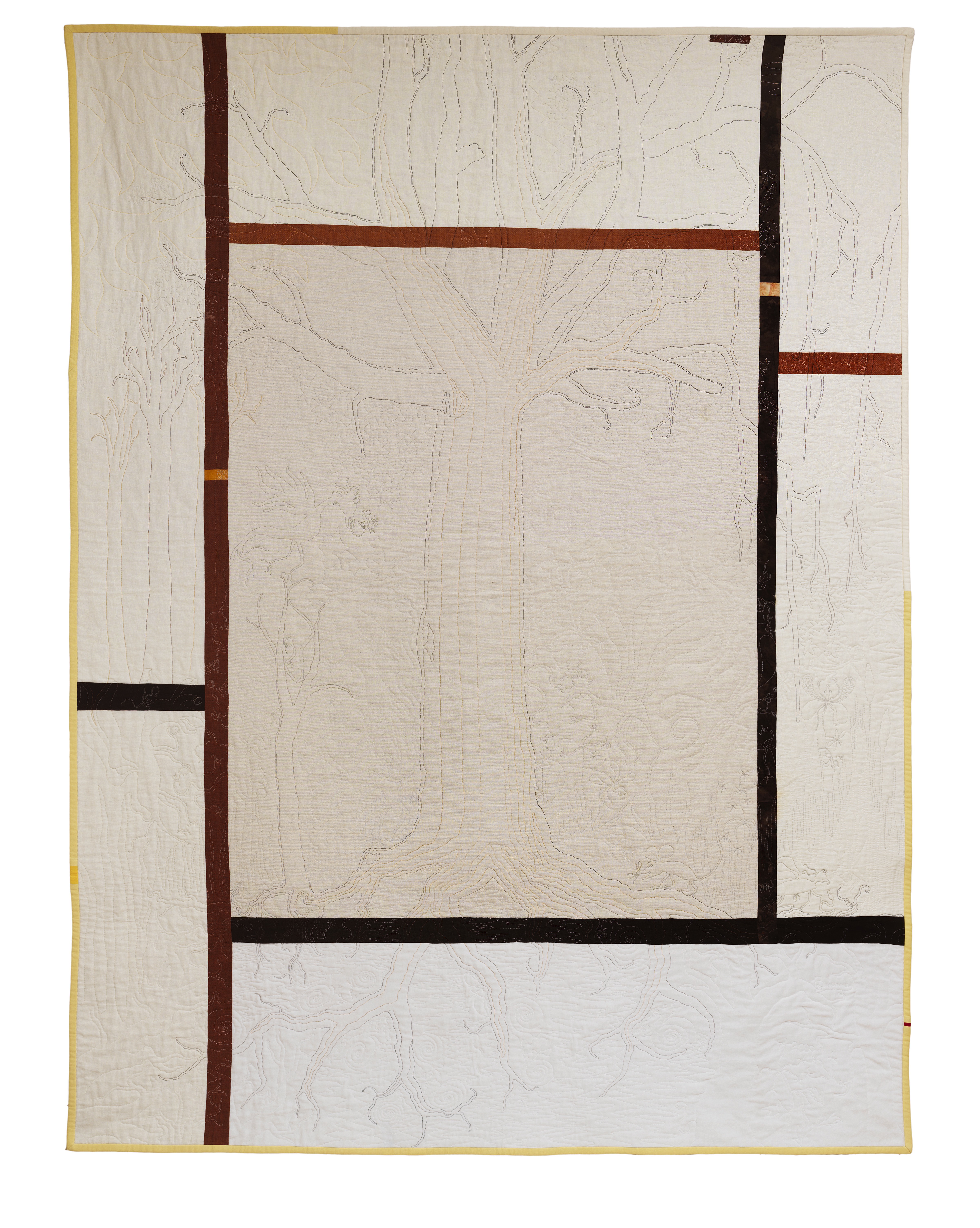 white tree, 53x71 machine quilted wall hanging by brienne brown