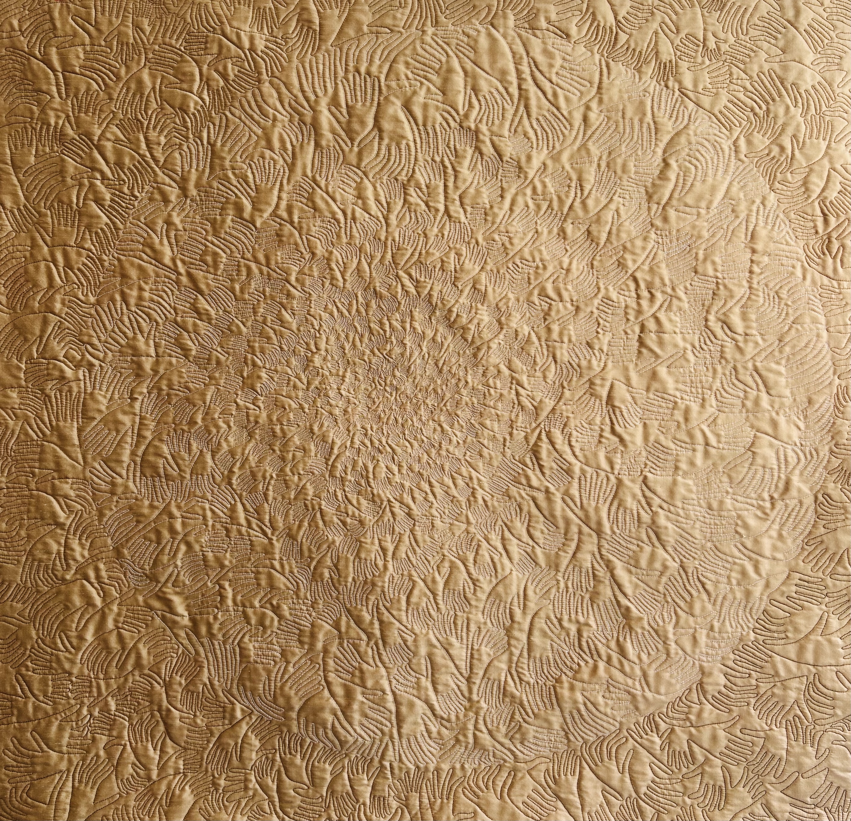 circle of hands, 35x34 machine quilted wall hanging by brienne brown